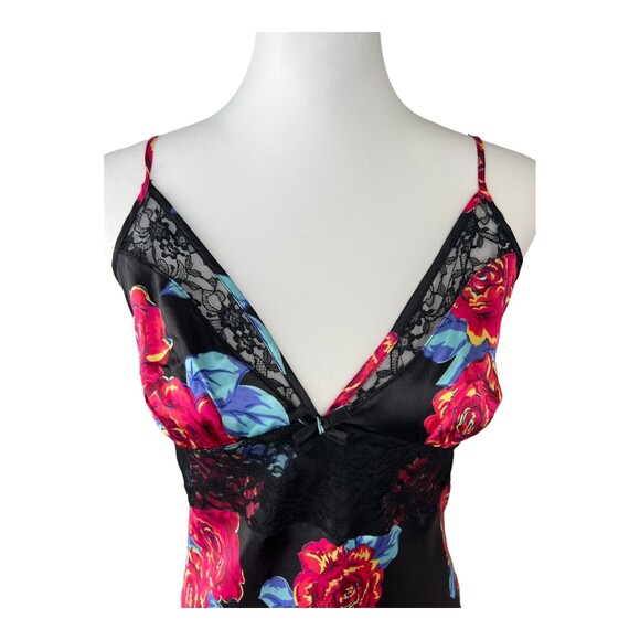 Victoria's Secret Negligee Slip‎ Lingerie Top Black Floral Satin Lace L - Picture 5 of 11